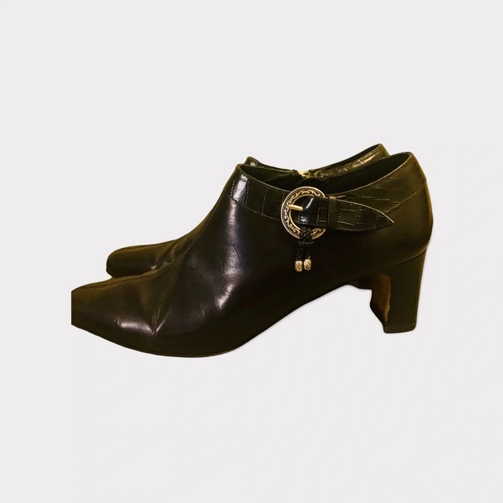 BRIGHTON Tucker Black Square Toe Booties - Picture 1 of 10